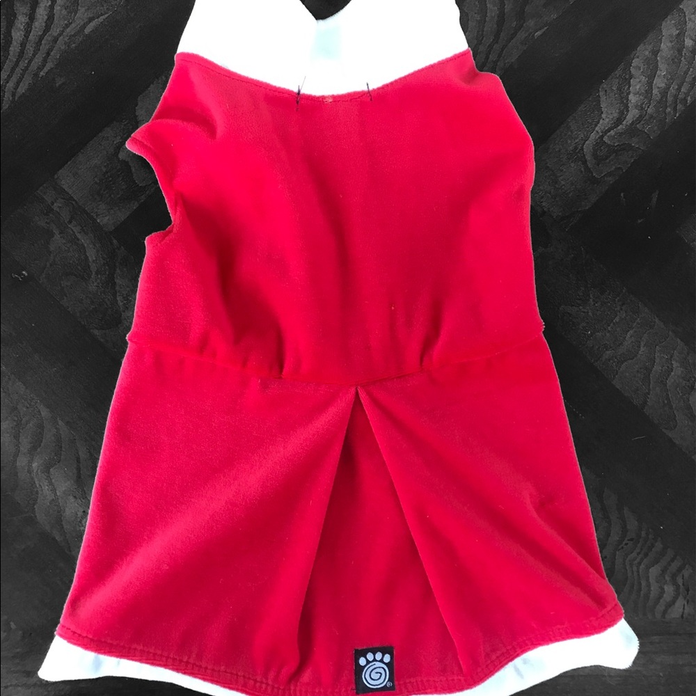 Pet dress red and white medium
